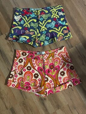 Judith March Pink Floral Paisley & Navy Multicolor Cargo Shorts Duo